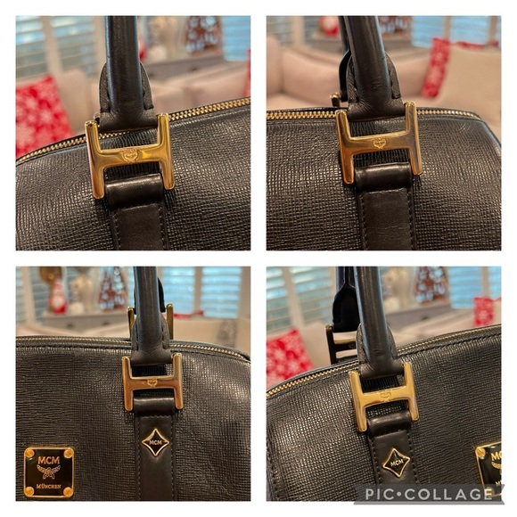 MCM Saffiano Leather Boston Bag Made in Korea - Picture 11 of 16
